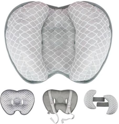 KAKIBLIN Baby-Nackenkissen für den Kopf, 2-in-1-Reisekissen, Babyautositz-Kopfstütze, Bananen-Nackenkissen für Säuglinge, kleine Jungen und Mädchen, Unterstützung für Kinderwagen, weiße Wolke