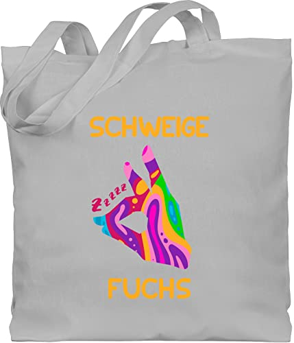 Baumwolltasche - Lehrer - Taschen - Flüsterfuchs Schweigefuchs - Unisize - Hellgrau - abschiedsgeschenk lehrer-tasche teacher stoffbeutel tasche geschenk für lehrerinnen referendariat stofftasche
