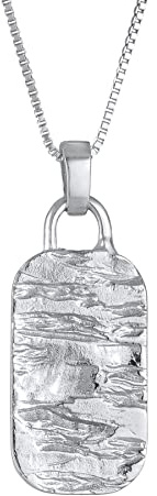Kuzzoi Herren Halskette mit Military Platte (21 mm) in 925 Sterling Silber Herrenkette mit strukturierten Plaketten-Anhänger Dog Tag Kette für den Mann Länge 55 cm