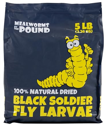 Dried Black Soldier Fly Larvae (5 lbs) - More Calcium Than Mealworms - Treats for Chickens, Wild Birds, & Reptiles
