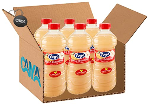 6X Yoga Succo di Frutta e Polpa al Gusto di Mela e Banana 1L [CAIYA® BOX da 6 Bottiglie]