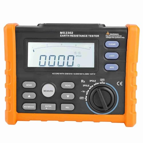 PEAKMETER MS2302 Testeur Ohmique de Tige de Mise à la Terre Numérique, Testeur de Résistance de Terre Analogique , 0 ~ 4K Ohm 100 Groupes D'enregistrement de Données avec