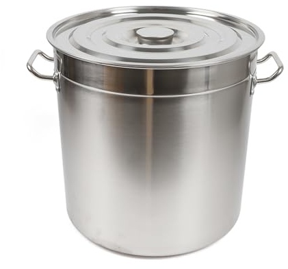 HOARLICN 35L Edelstahl Fass Kochtopf, Gastronomie Kochtopf Groß Suppentopf Edelstahl Kochtöpfe mit Deckel Großer Topf Einkochtopf mit rutschfeste Rillen für Hotels, Restaurants, Küchen
