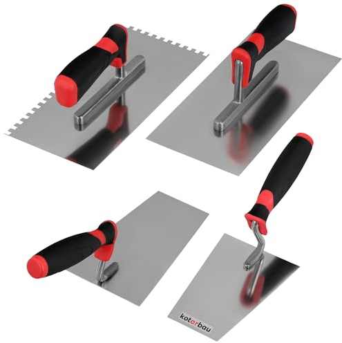 KOTARBAU® Maurerkellen Set Edelstahl Kellen Set 4-teilig Mauerkelle Kelle Maurerkelle Spachtel Set Glättkelle Trockenbau Spachtelset zum Verputzen Werkzeug Fliesenkelle