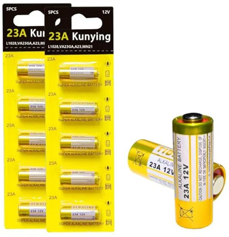 kunying 23A 12 Volt Battery A23 Battery- Long Lasting 12 V Battery 10 Pack, 23a 12V Batteries for Doorbells and Remote Control Unit