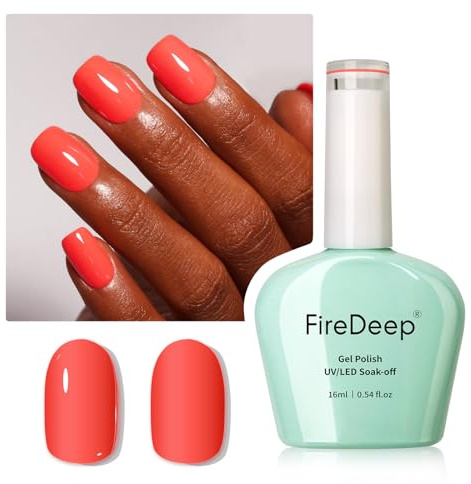 Firedeep Coral Gel Nagellack, 0.54 Fl Oz Large Bottle Coral Gel Polish Maniküre Salon UV/LED Soak Off