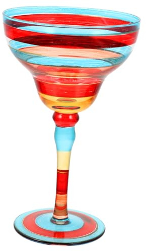 Amosfun Decorative Painted Margarita Glass Featuring Wide Applications Made of Glass with Chic and Charming Style, for Home or Birthday Party Use for Cocktails, Wine, Juice, and Desserts