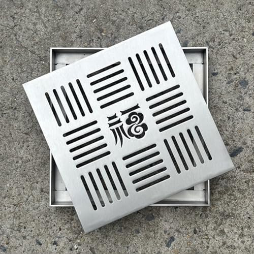 Tapa Desague Terraza Rejillas de Drenaje de Acero Inoxidable Para Exteriores, Rejilla de Drenaje Cuadrada Extraíble para Césped, Drenaje Francés Decorativo para Aceras, Rejilla de Drenaje y Base(60x60