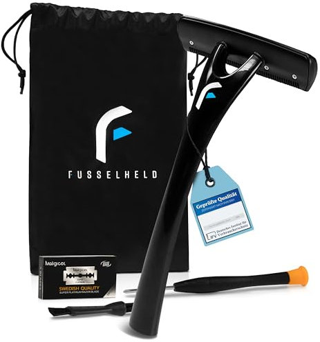 Fusselheld® Fusselrasierer Kleidung - Manueller Fusselentferner inkl. Klingen - Effektiver Flusenentferner für Klamotten & Stoffe - Pilling Fusselrasierer - Schnell&Sicher - Entfussler ohne Elektronik
