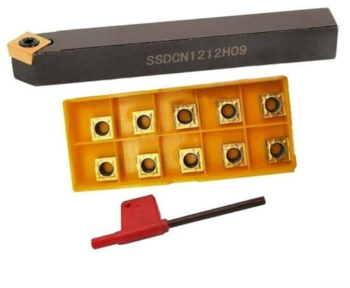 2 Sets Drehwerkzeughalter 12 mm Wendeschneidplatten Drehmaschine Drehwerkzeughalter 45 Grad externes Hartmetall for SSDCN1212H09 + SCMT09T308(2sets)