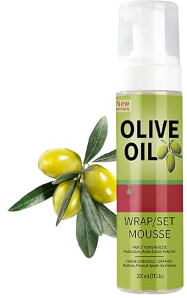 Olive Oil Styling Mousse,Hair Styling Curling Mousse,Natural Moisturizing Hair Mousse,Frizz Control Curly Hair Mousse,Hair Fluffy and Curling Tool,200ML