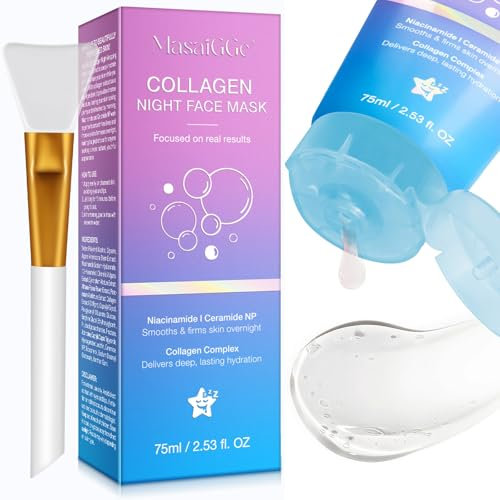 Collagen Night Wrapping Mask, Glass Skin Collagen Mask Overnight, Peel Off Face Masks for Glowing Skin, Firm Glow, Reduces Sagging, Dullness, Wrinkle, Boosts Elasticity, Deeply Hydrates Care
