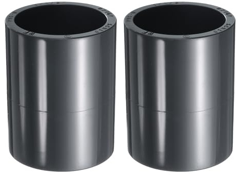 sourcing map 2pcs PVC Pipe Coupling Adapter 1-1/2 Straight Socket Coupling Pipe Fittings Furniture Build Grade Connectors for Sewer Plumbing Drain Pipe Water Supplies Build Garden