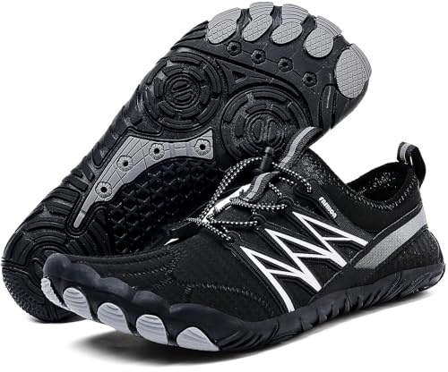 Barefoot Shoes Mens,Quick Dry Water Shoes,Non-Slip Running Shoe Mens Women,Lightweight Beach Shoes with Heel Support for Swim Surf Walking Hiking Black
