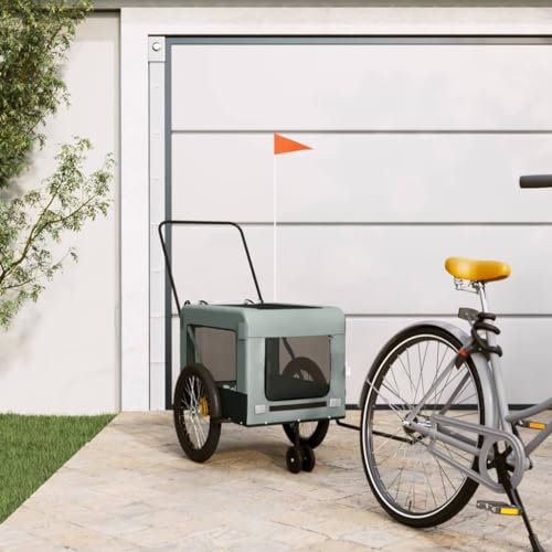 Xichuzi Fahrradanhänger Hunde Grau und Schwarz Oxford-Gewebe und Eisen, Fahrrad Anhänger, Lastenanhänger, Handwagen, Fahrrad-lastenanhänger, Lastenfahrrad - 93944