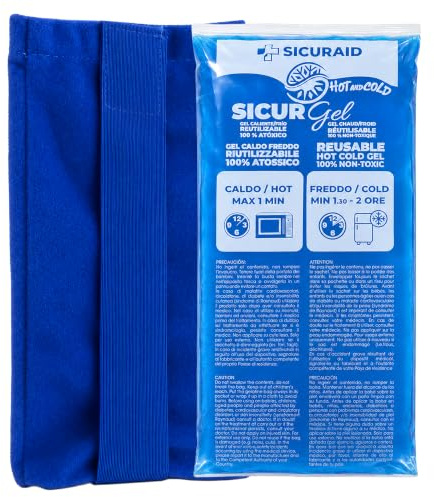 SicurAID Ghiaccio Gel Riutilizzabile Caldo Freddo 1 pezzo Grande + 1 Sacca | Borsa ghiaccio per ginocchio, schiena e spalla, formato ampio per dolori muscolari e gonfiore, Made in Italy