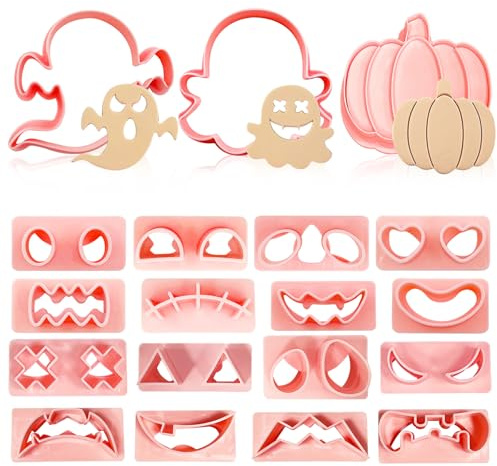 YeahBoom 20 Stück Halloween Ausstecher,Ausstechförmchen Halloween,Keksausstecher,Kunststoff Ausstechformen,3D Plätzchen Ausstecher,Plätzchenformen für Kinder,Kinder Keksausstecher Set