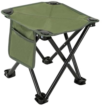 Fällbar pall för utomhusbruk, vikbar resepall i Oxfordtyg | installation campingstol med sidofickor med halkfri bas för strandpromenader trädgårdsarbete BBQ