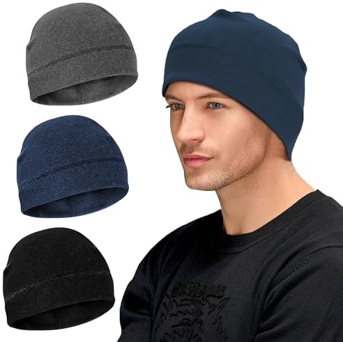SUFANG 3 Stück Winddichte Fahrradmütze Unter Helm, Warme Sportmütze Herren, Laufmütze Herren und Damen, Warm Bike Cap für Radfahren Laufen Bergsteigen Motorradfahren Unisex