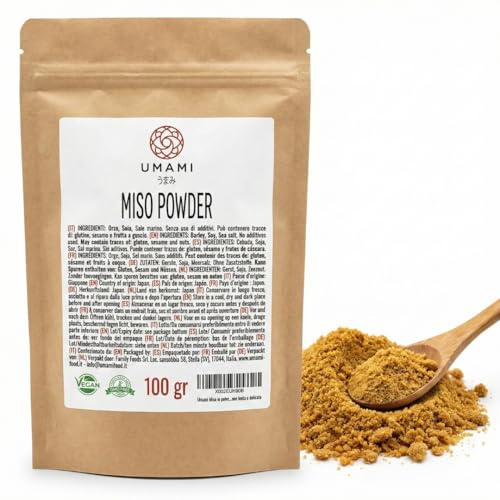 Umami Miso in Polvere Giapponese 100g - Condimento Istantaneo Fermentato - Insaporitore Naturale Umami - Senza Glutammato e Vegano - Ideale per Zuppe e Grigliate