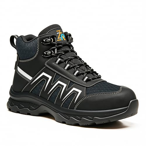 ZZR S1P ESD Chaussures de Sécurité Homme Femmes ESD Dissipateur Statique | Chaussures de Travail Moyen-haut Antidérapant Confortable Respirant Bottes de Sécurité Électronique Textile Construction