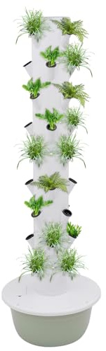 Hydroponic Tower 36 Löcher, 9 Reihen Hydrokultur mit Zeitschaltuhr und Anzuchtkasten, 165 cm IPX8 Hydroponics Tower Garden Hydroponic Growing System, Pflanzturm für Kräuter, Obst und Gemüse (Schwarz)