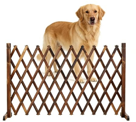 Clôture de jardin extensible en bois, autoportante et instantanée, treillis pour animaux de compagnie, clôture rétractable, intérieur et extérieur, patio et cour (Brown,32CM*120CM)