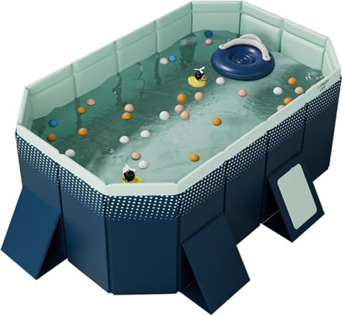 Paddling Pool for Children, Foldable Non-Inflatable Family Pool, Rectangular
