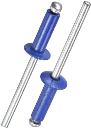 100 Piezas Remaches Ciegos Azul, 4mm 5mm Alu Remaches Matricula Coche | Cabeza Cúpula Extremo Abierto Remaches Pop para Metal, Madera, Plástico, Muebles, Moto, Marino, Kayaks, Manijas(4X8mm)