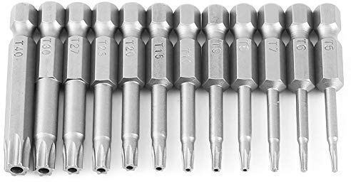 Gasea 12 Stück 50 mm Hex Schaft Schraubendreher Torx Hohl Kopf 12 Typ T5-T40 Schraubendreher unzerstörbar Bit-Schraubendreher magnetisch für Handwerkzeuge Werkzeug
