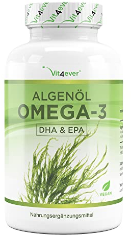 Omega 3 Vegan - 90 Capsule - Materia prima di prima qualità con DHA & EPA dall'olio di alghe in forma di trigliceridi - Basso Contaminante - Dose extra alta