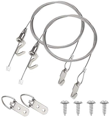 Heavy Duty Picture Hanging Kit Hold Up to 40 KG 2 Pack Mirror Hanging Kit Include Picture Frame Hanging Wire Stainless Steel 2 m with Adjustable Hook and Rail Moulding Hook