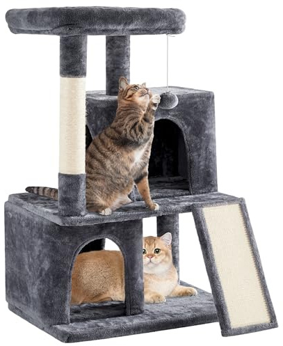 Yaheetech Torre de árbol para gatos de 42 pulgadas, condominio para gatos con postes rascadores cubiertos de sisal y rampa, soporte trepador para gatos de interior, gatitos y mascotas