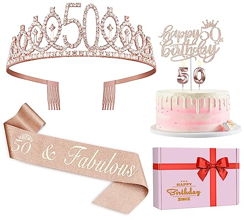 Juesly 50th Birthday Decorations for Women Rose Gold Party Supplies