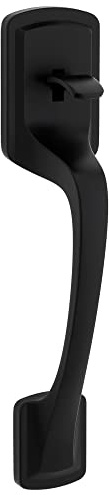 Kwikset Prague Front Door Handle No Lock, Entry Handleset Exterior with Interior Door Knob, Non-Locking, Matte Black, Deadbolt Not Included, with Microban Protection