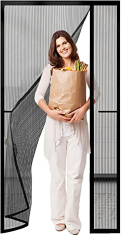 Timisea Fliegengitter Tür Magnet,90 * 210cm Insektenschutz Balkontür, Magneten fliegengitter ohne Bohren Selbstklebend Insektenschutz Vorhang fur Balkon, Terrasse