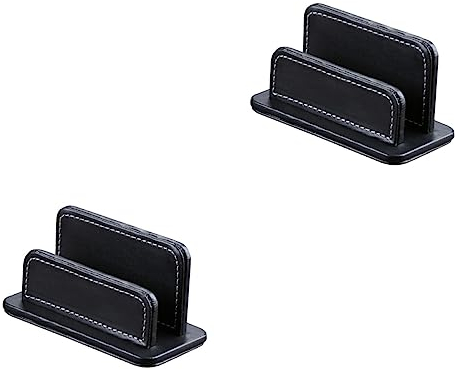 NUOBESTY 2 Stücke Stilvolle Visitenkartenetui Pu Leder Display-ständer Name Karte Lagerung Schwarz
