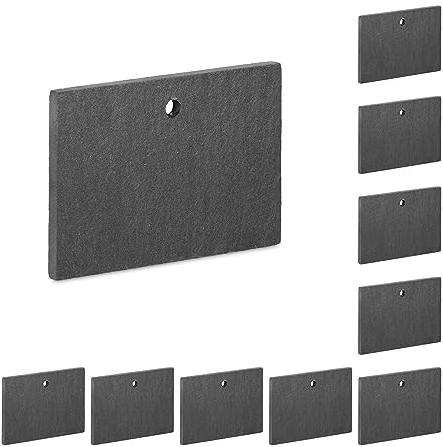 Relaxdays Etiquetas Plantas Pizarra, Set 10, Marcadores Parterres para Colgar, Accesorios Jardín, Carteles, Antracita, 7 x 10 x 0,5 cm