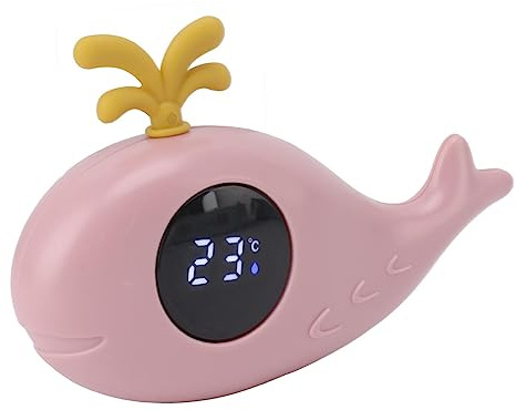 Baby-Wasserthermometer, Wal, Multifunktionales Digitales Wasserthermometer, Tragbar für den Waschraum (Rosa
