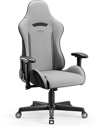 Diablo Gamingstol X-St4rter | Tygöverdrag, Justering av Armstöd, Vridningsmekanism, Kontorsstol upp till 136 kg | Vridbar Stol, Skrivbordstol Ergonomisk | Grå