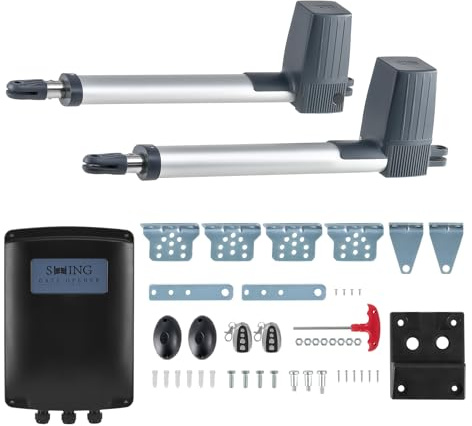 CO-Z ADSW4 Automatic Gate Opener Kit, Dual Swing Gate Openers for Doors up to 1300lb 20ft, Electric Driveway Gate Openers with Remote Kit Infrared Sensors Equipped Solar Battery Charging Compatible