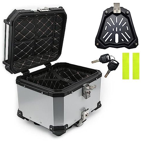 FUYAO Motorrad-Topcase Aluminium Heckbox mit Sicherheitsschloss 28L 36L 55L 65L 80L 100L Kapazität Universal Motorrad Kofferraum Heckklappe Reise Aufbewahrung Helm Gepäck Top Box
