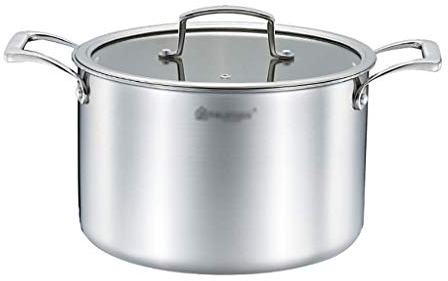 OQHAIR Casserole avec Couvercle en Verre trempé et poignées résistantes à la Chaleur en Acier Inoxydable Professionnel Triple épaisseur (18 x 10 cm)