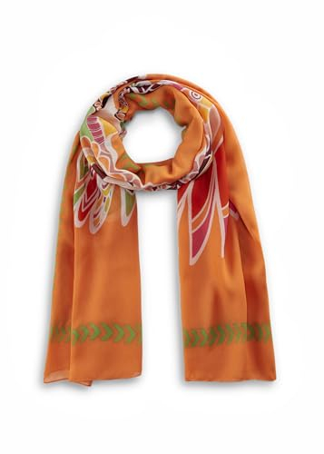 CODELLO Schal aus recyceltem Polyester mit großem exotischem Vogelmotiv