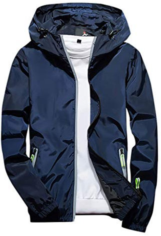 Fleecejacke Herren Christmas Sweater Regenmantel Männer Casual Reflective Reißverschluss Jacken Mit Kapuze Outdoor Atmungsaktiv Reflektierende Herrenjacke Winter Jacken Lederpflege Jacke (Blau,Xxl)