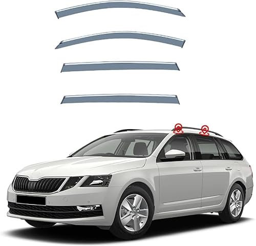 GuGuoZZ Windabweiser Regenabweiser für Skoda Octavia Hatchback 5E 2018-2020 Luftabweiser Seitenscheiben Regenschutz Regenabweise Rumplex Windabweiser