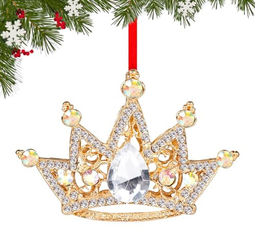 Weihnachtsornamente Gold Krone Weihnachten Anhänger, Metall Krone Weihnachtsbaumschmuck Anhänger, Hängender Weihnachtsbaum Krone Anhänger, Weihnachtsschmuck Geschenk (C)