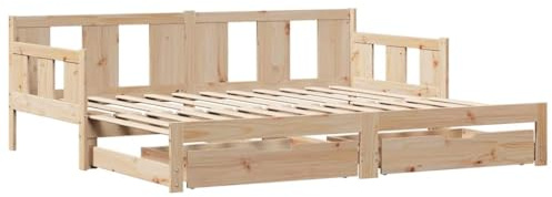 vidaXL Dagbädd utdragbar med lådor utan madrass 90x200 cm
