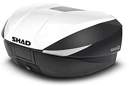 E-Bikers Topcase SHAD SH58X Weiß erweiterbar, 46 – 52 – 58 Liter, Universalplatte
