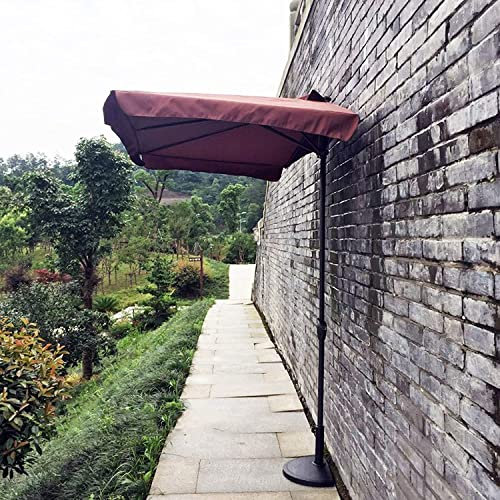 Pare-soleil d'extérieur avec manivelle, 230 cm x 130 cm, demi-parasol rectangulaire pour jardin et balcon (couleur café)